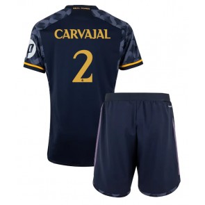 Real Madrid Daniel Carvajal #2 Gostujuci Dres za Dječji 2023-24 Kratak Rukavima (+ kratke hlače)